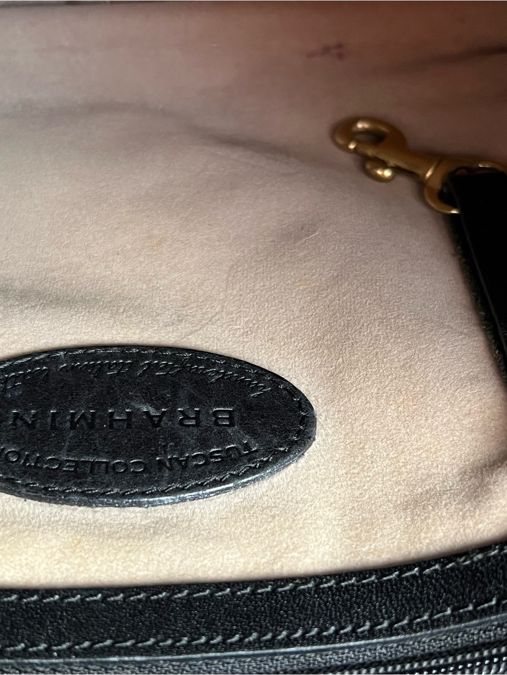 Vintage Brahmin Tuscan Addison Satchel Bag Black & Croc Leather (Excellent) - Picture 12 of 16